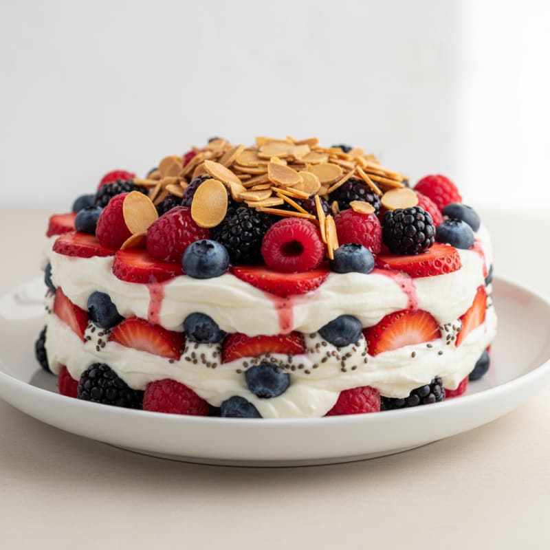 Silky Vanilla Greek Yogurt Protein Parfait with Mixed Berries