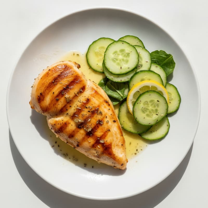 Grilled Chicken Breast with Cucumber Salad