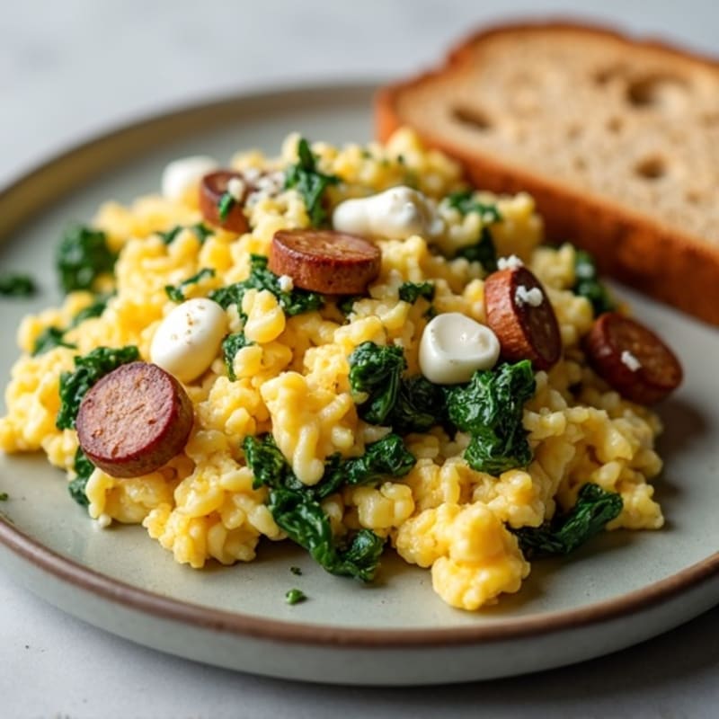 Egg White and Turkey Sausage Scramble with Spinach