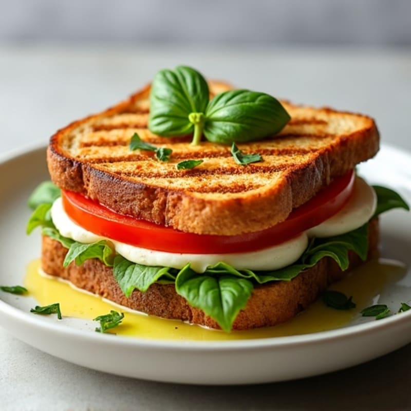 Grilled Fresh Tomato, Mozzarella, and Basil Sandwich