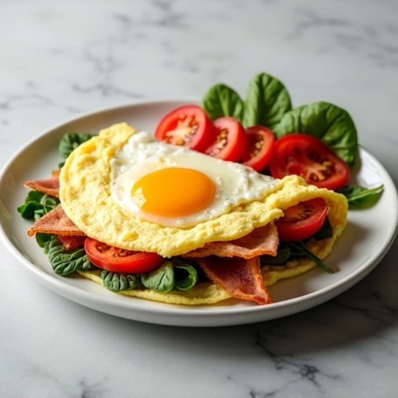 Egg White Vegetable Omelet with Turkey Bacon