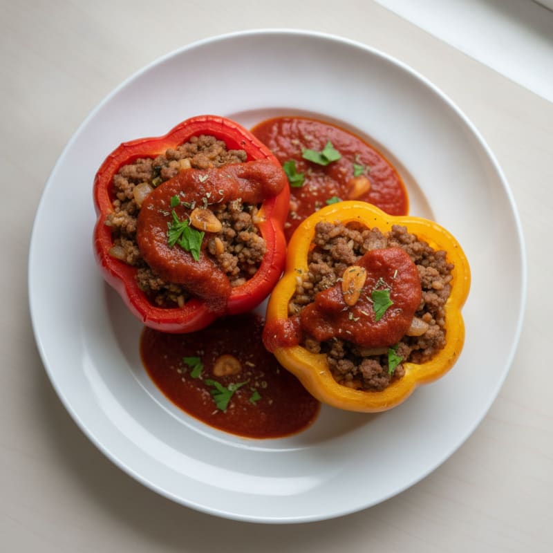 Beef and Rice Stuffed Bell Peppers