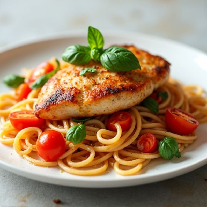 Pan-Seared Chicken with Fresh Tomato Basil Whole Wheat Pasta