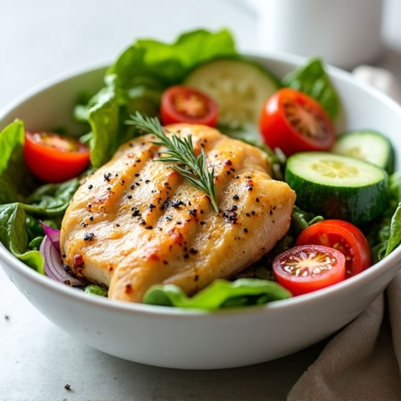 Lemon-Herb Roasted Chicken and Fresh Vegetable Salad Bowl