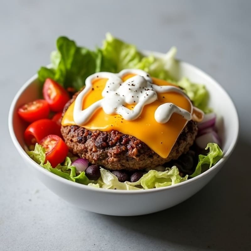 Protein-Packed Lean Ground Beef Cheeseburger Bowl with Creamy Special Sauce