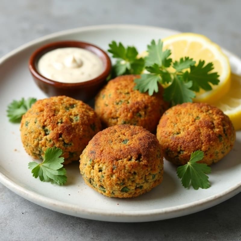 Crispy Baked Falafel with Creamy Tahini Dressing