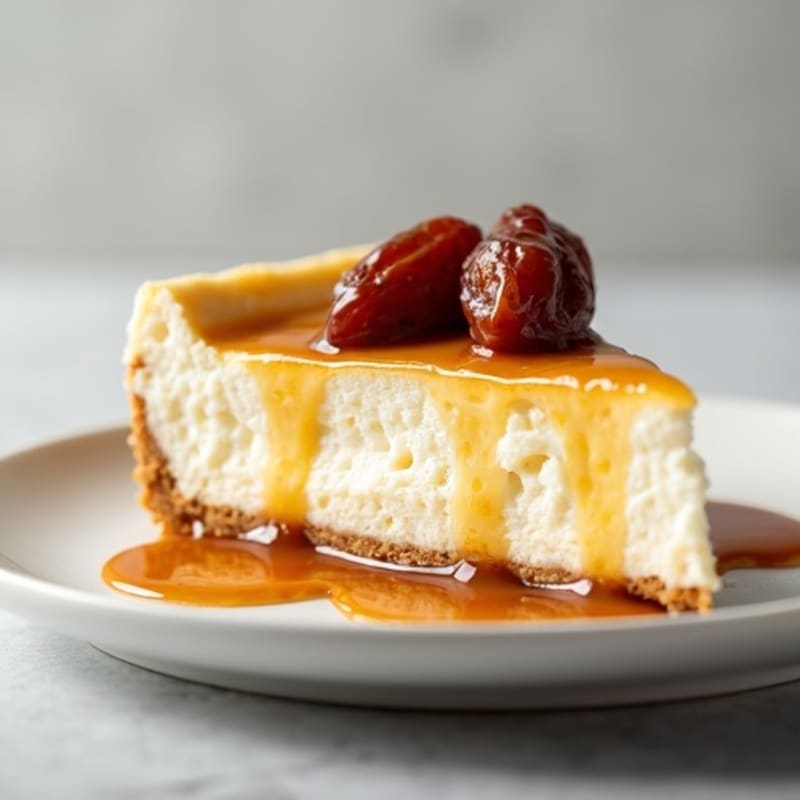 Protein-Packed Greek Yogurt Cheesecake with Date Caramel Drizzle