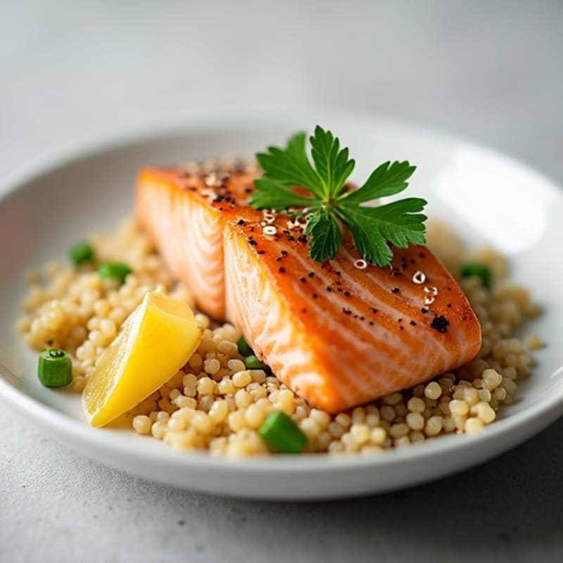 Ginger-Lemon Poached Salmon with Quinoa