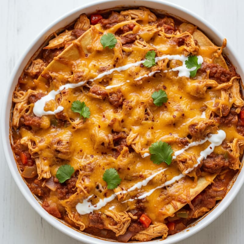 Creamy Chili Chicken Enchilada Bake