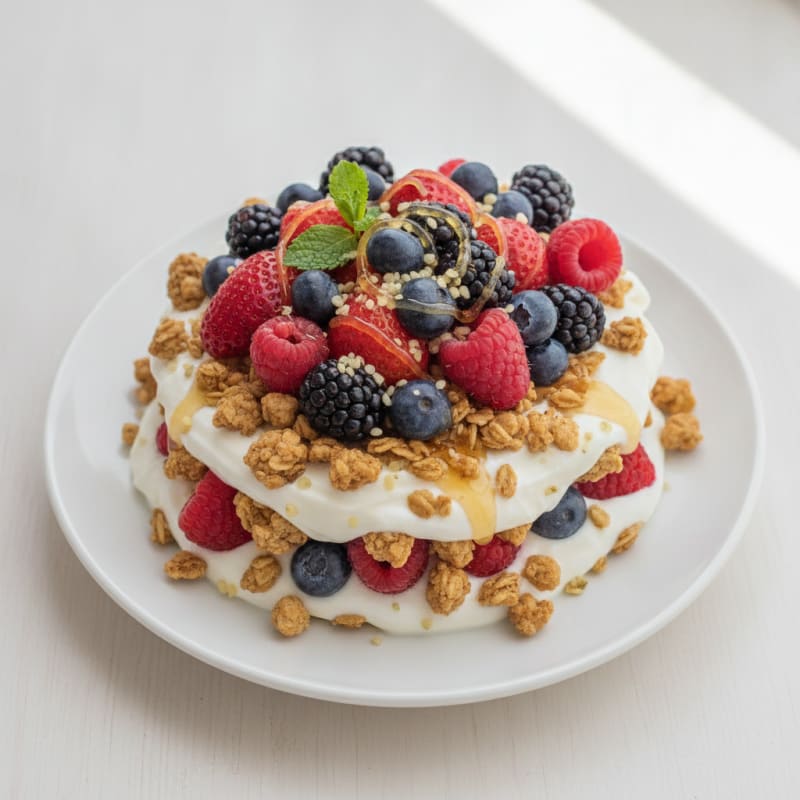 Greek Yogurt Parfait with Mixed Berries and Protein Granola