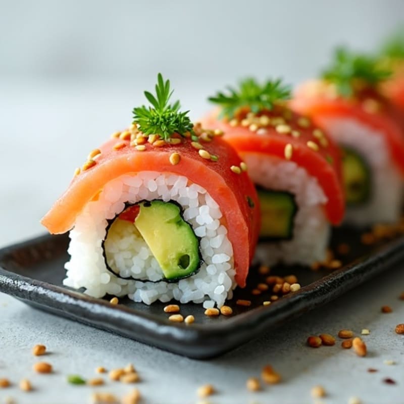 Fresh Tuna Avocado Roll with Cucumber Crunch