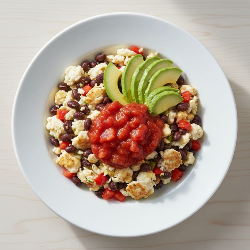 Egg White Scramble with Black Beans and Salsa