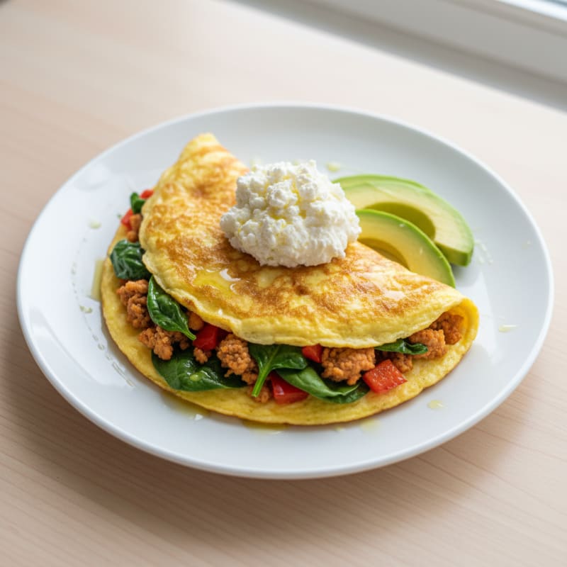 Egg White Vegetable Omelette with Cottage Cheese