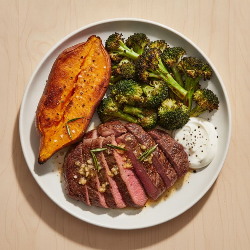 Garlic Herb Steak with Roasted Sweet Potato