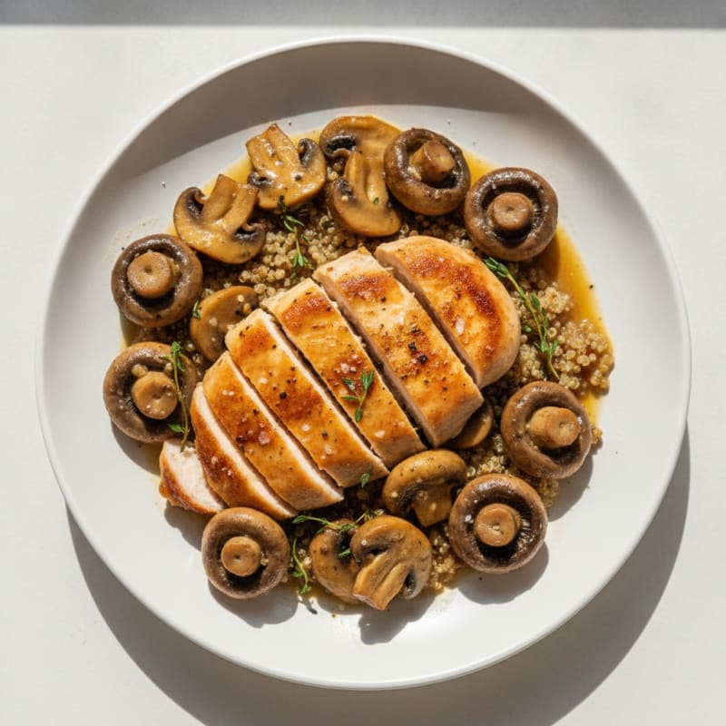 Roasted Garlic Butter Mushrooms with Pan-Seared Chicken