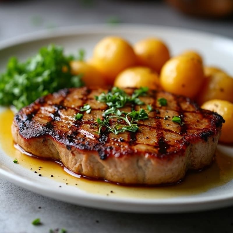 Pan-Seared Garlic Butter Steak with Crispy Roasted Potatoes
