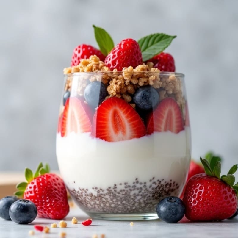 Greek Yogurt Parfait with Mixed Berries and Chia
