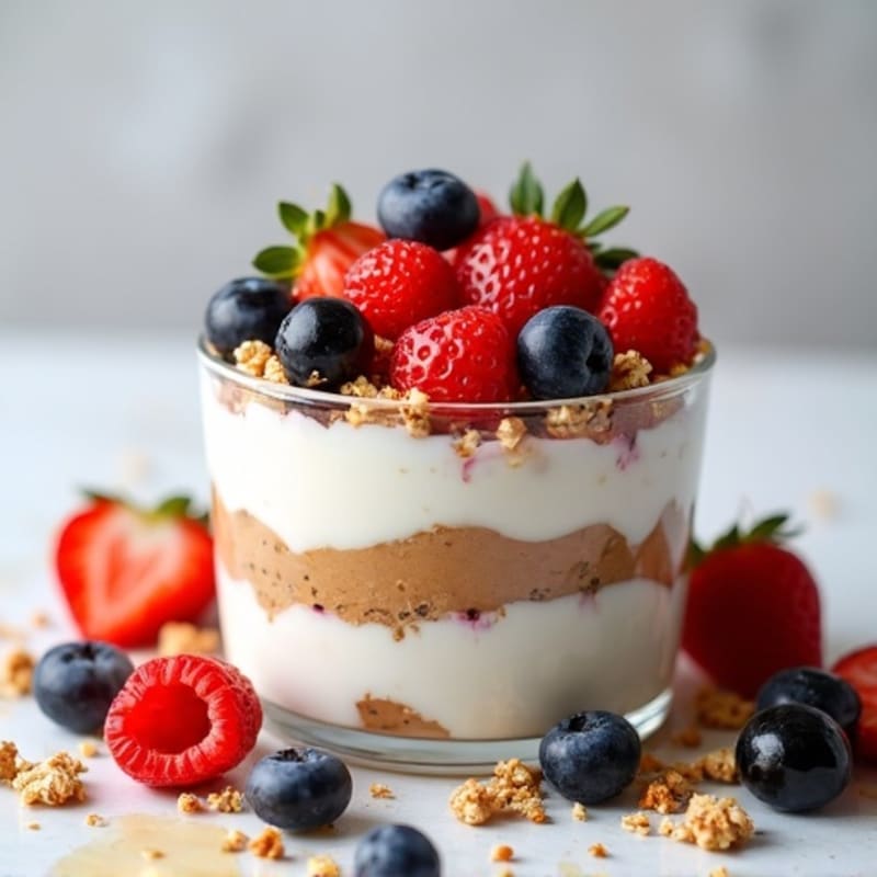 Greek Yogurt Parfait with Almond Butter and Fresh Berries