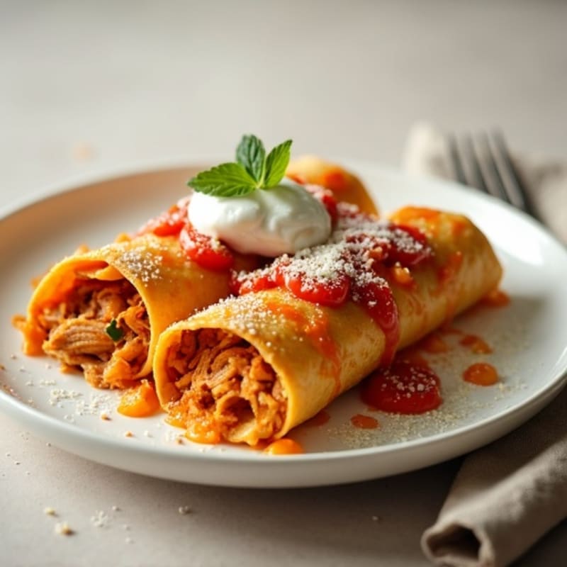 Baked Shredded Chicken Enchiladas with Zesty Chili Sauce