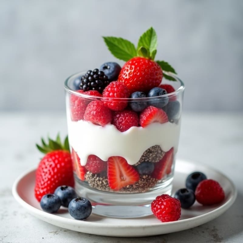 Greek Yogurt Protein Parfait with Mixed Berries