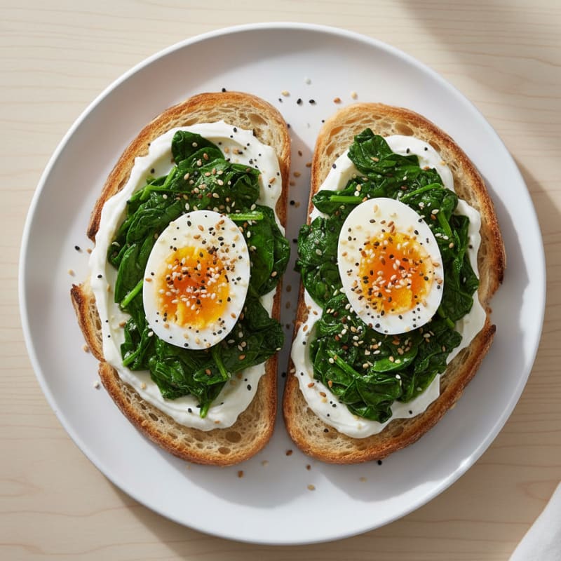 Egg and Greek Yogurt Sourdough Toast with Spinach
