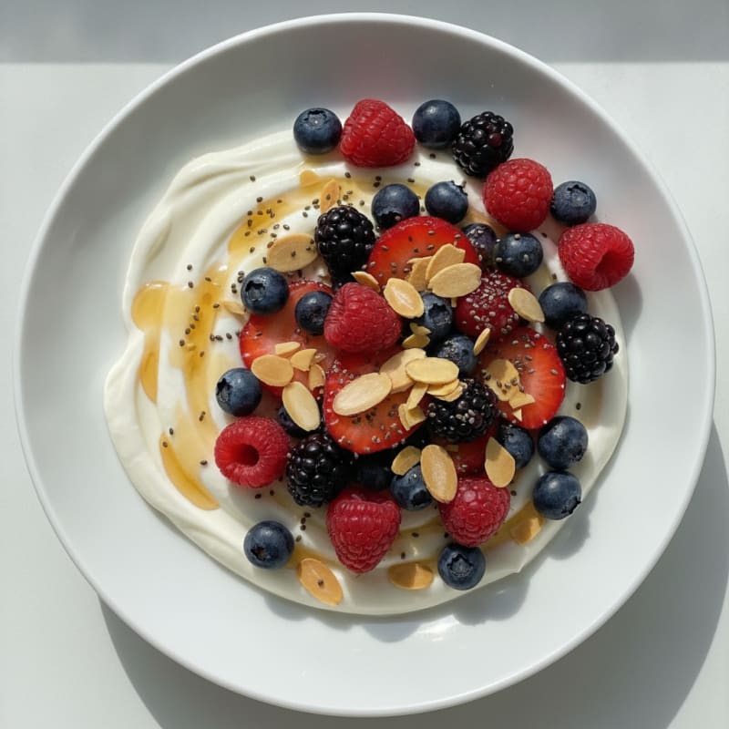 Greek Yogurt Protein Parfait with Mixed Berries