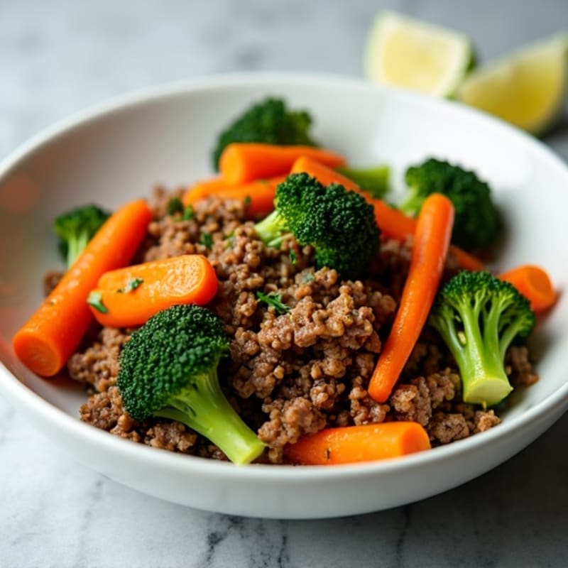 Lean Ground Beef Stir-Fry with Carrots and Broccoli