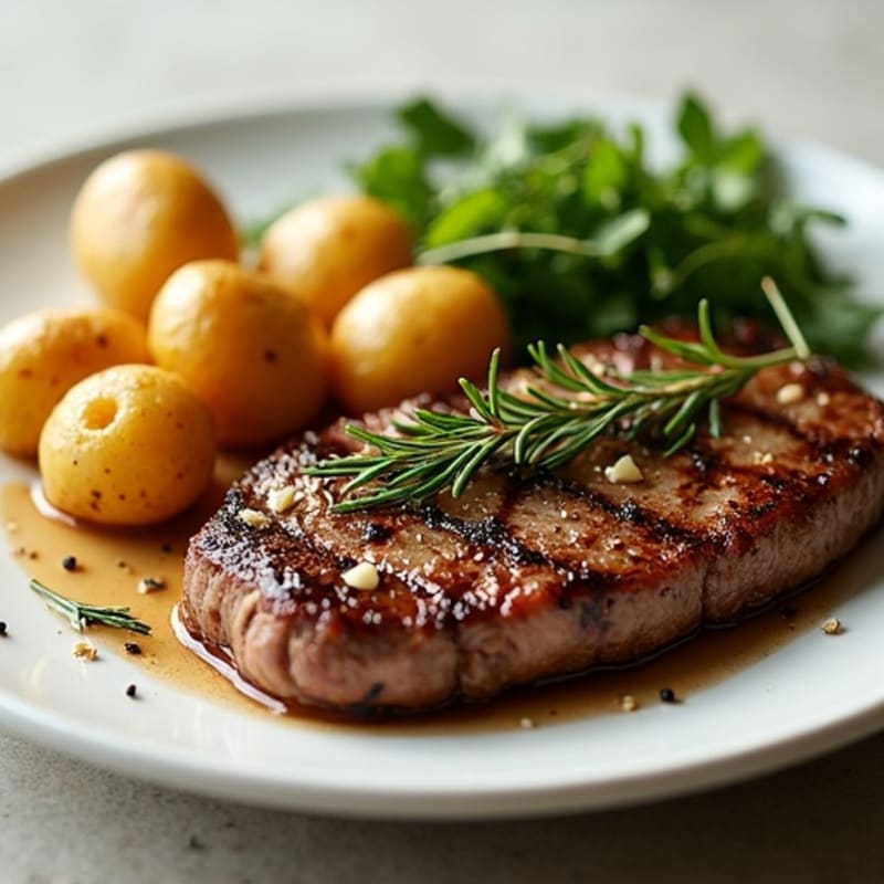 Herb-Garlic Butter Seared Steak with Roasted Baby Potatoes