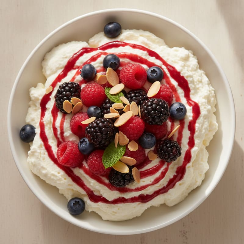 Greek Yogurt Protein Mousse with Mixed Berries