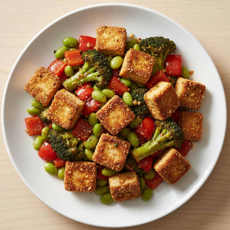 Pan-Seared Tofu with Roasted Vegetables