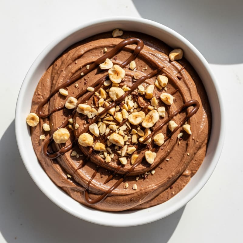 Silky Chocolate Protein Pudding with Toasted Hazelnuts