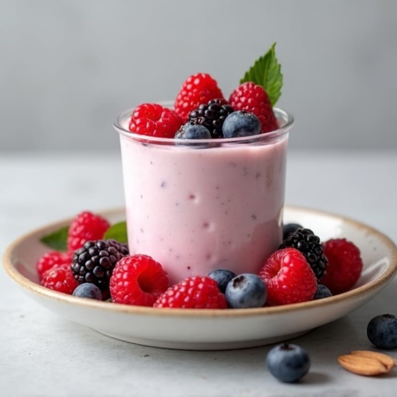 Greek Yogurt Protein Mousse with Mixed Berries