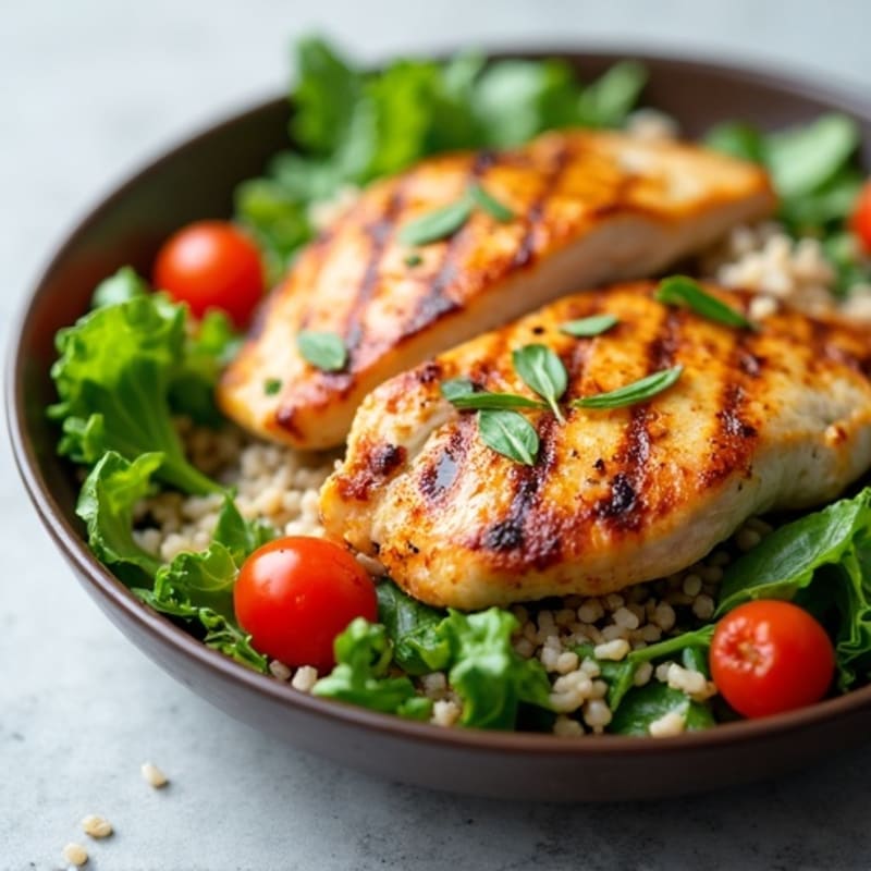 Grilled Chicken Salad with Mixed Greens and Brown Rice