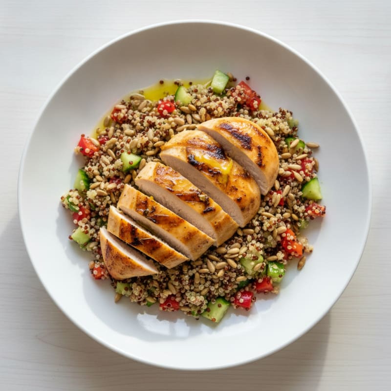 Grilled Chicken Breast with Crunchy Quinoa Salad