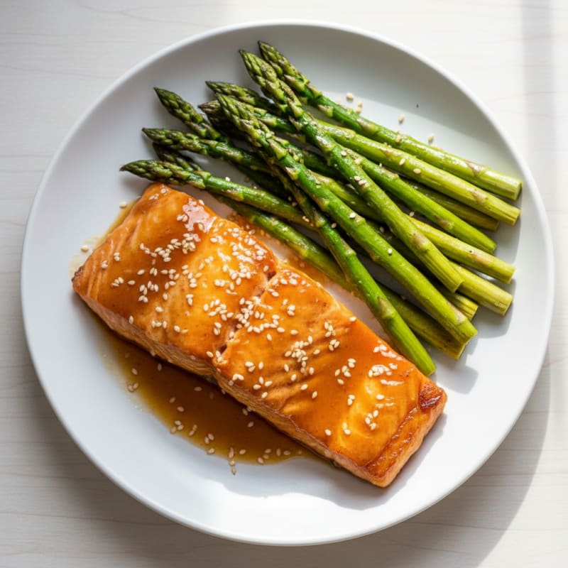 Golden Teriyaki Salmon with Roasted Asparagus