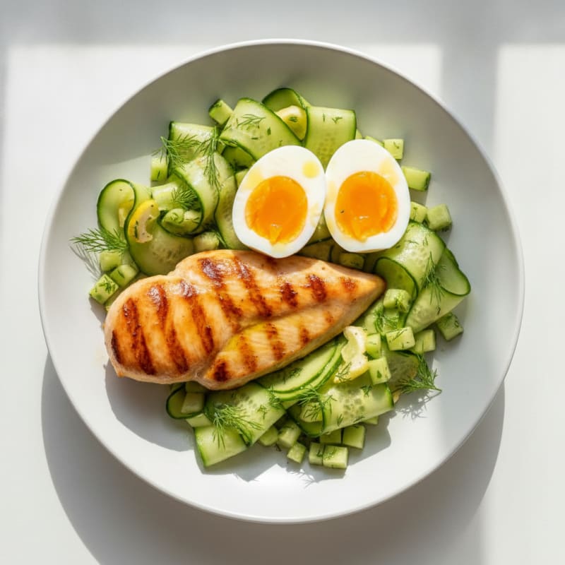 Grilled Chicken Breast with Cucumber Salad