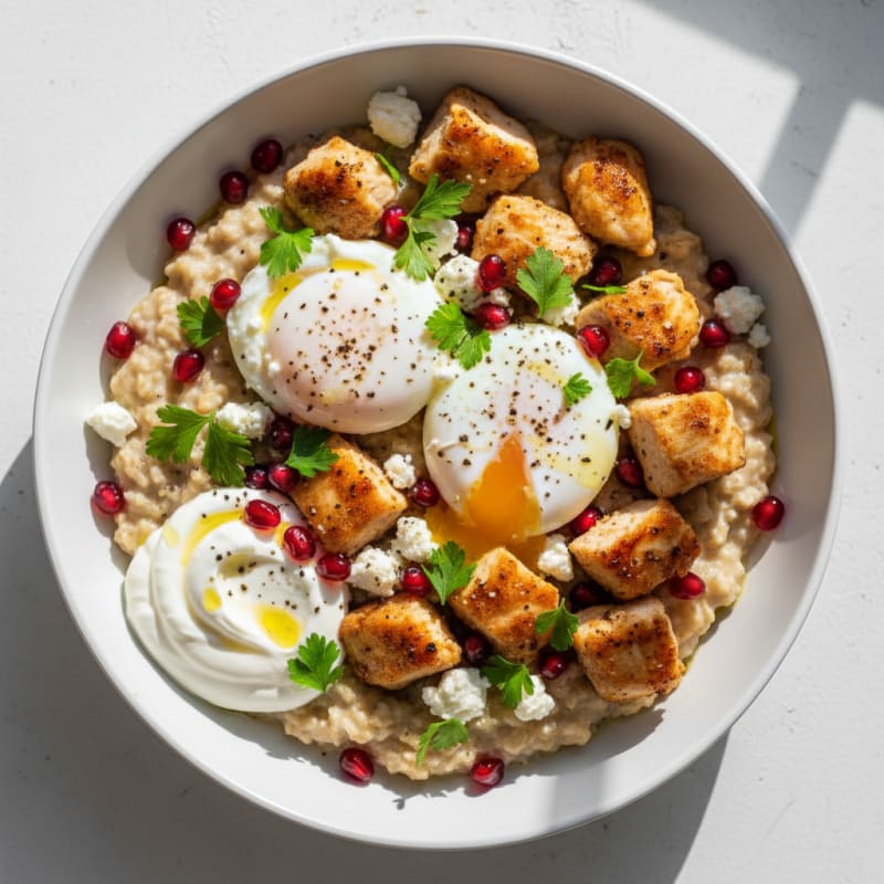 Savory Oatmeal with Poached Egg and Feta