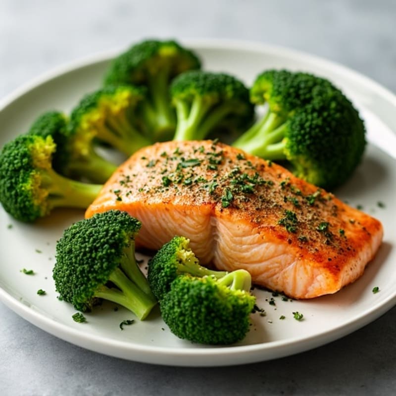 Herb-Crusted Pan Seared Salmon with Roasted Broccoli