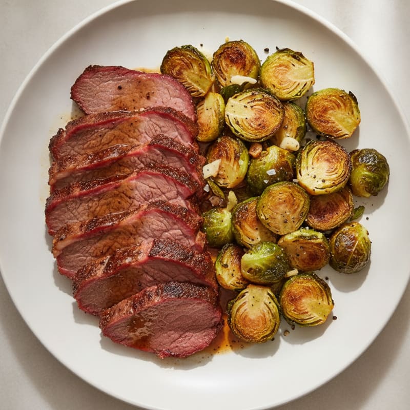 Smoky Texas Brisket with Roasted Brussels Sprouts