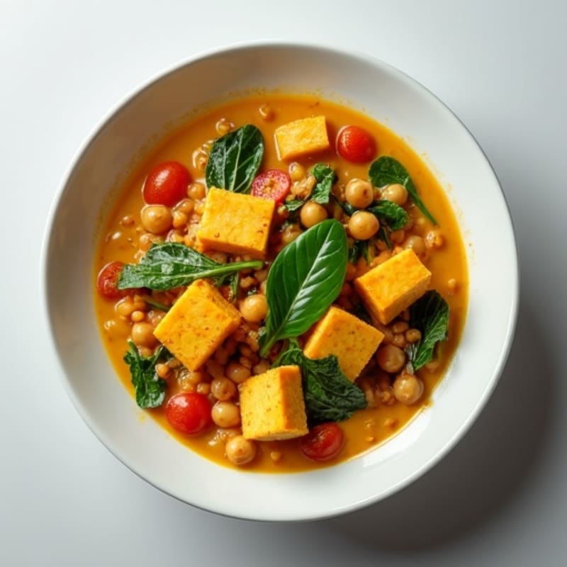 Creamy Coconut Lentil Curry with Fresh Spinach