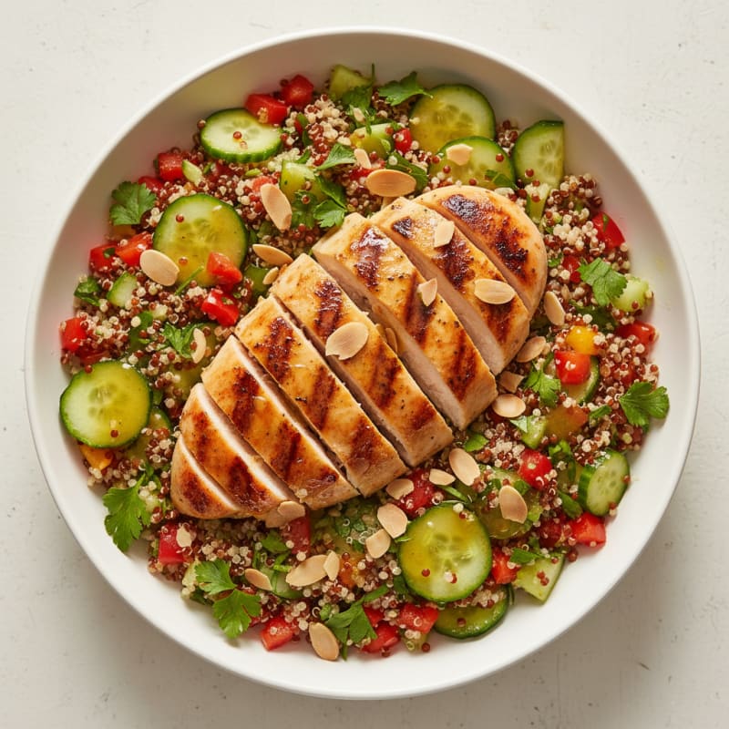 Grilled Chicken Breast with Crunchy Quinoa Salad