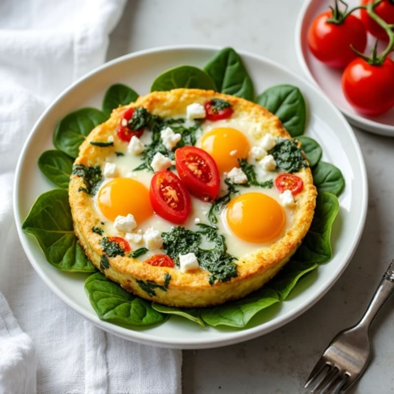 Fluffy Baked Egg Frittata with Spinach and Feta