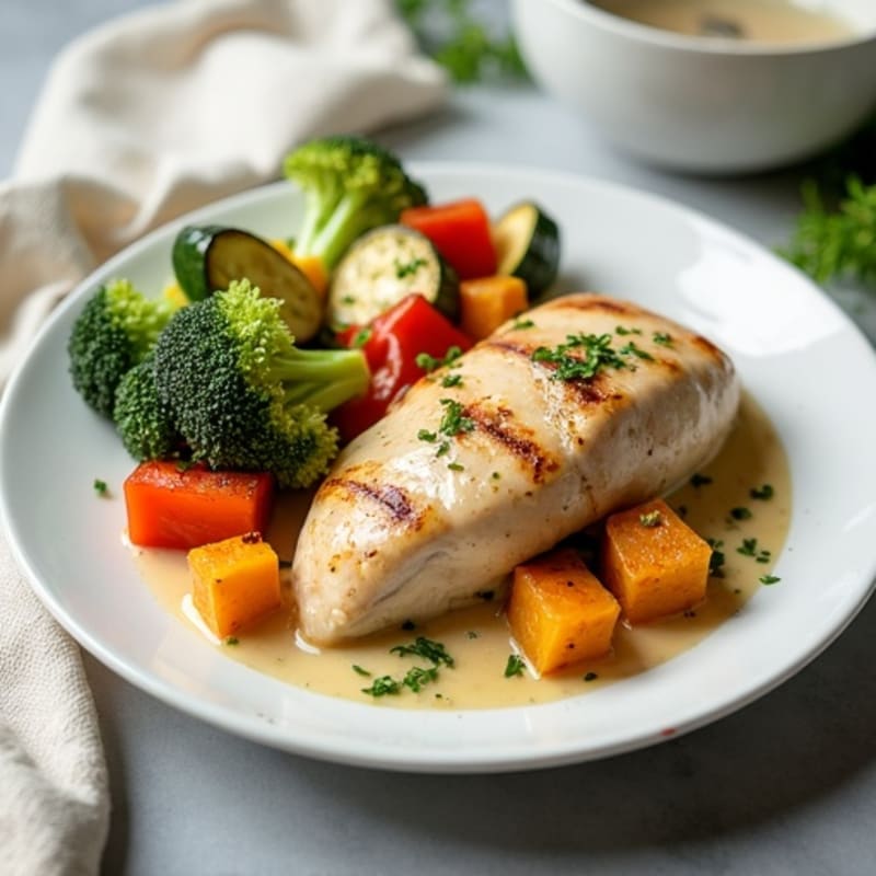 Creamy Coconut Chicken with Roasted Vegetables