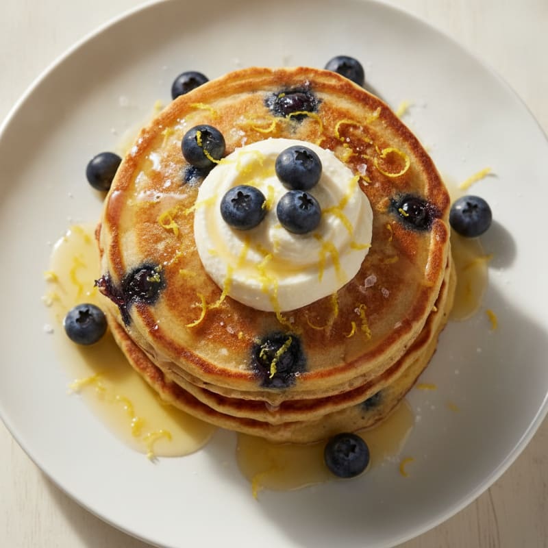 Blueberry Ricotta Pancakes with Lemon Zest
