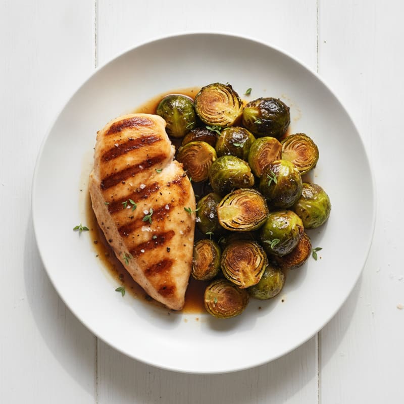 Balsamic Glazed Brussels Sprouts with Seared Chicken