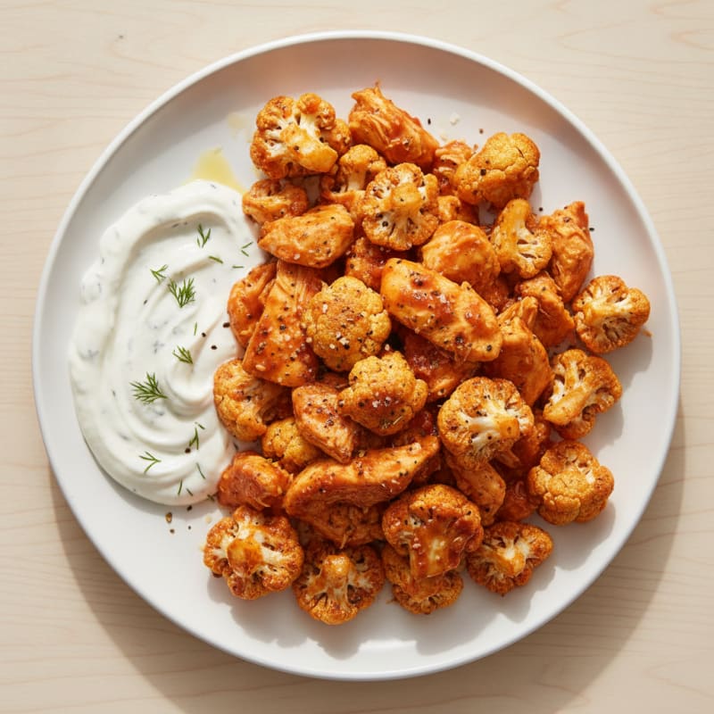 Buffalo Chicken and Cauliflower Bites