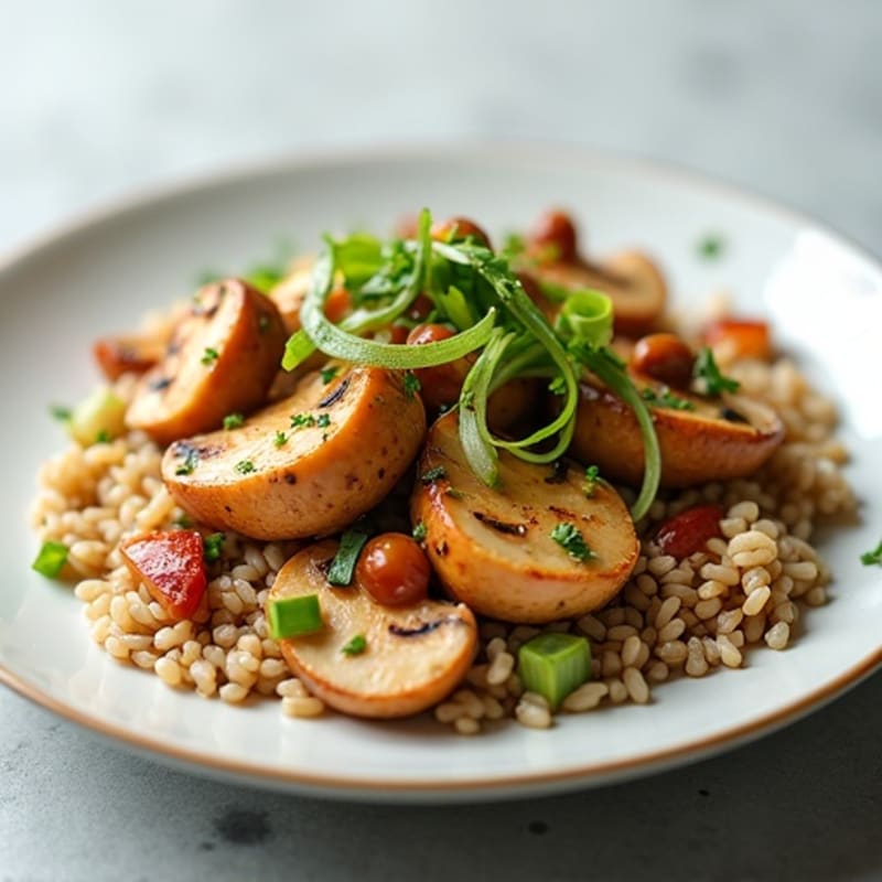 Chicken and Mushroom Stir-fry with Fresh Spring Onion