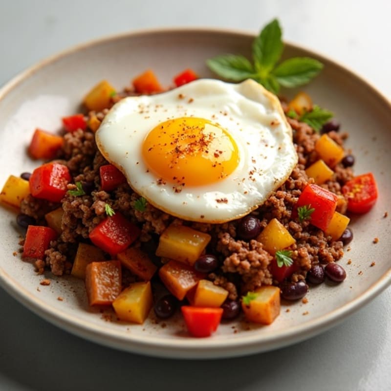 Spicy Southwest Breakfast Hash with Ground Beef