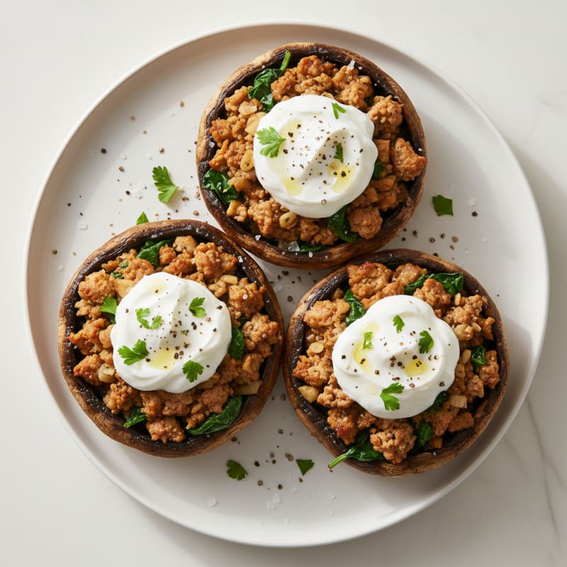 Creamy Herb-Stuffed Portobello Mushrooms