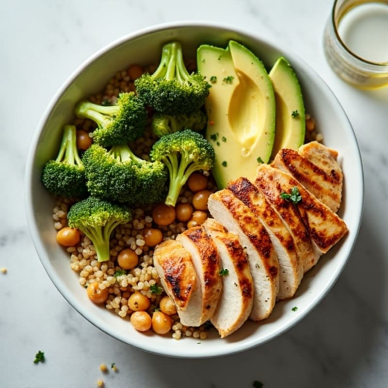 Grilled Chicken and Quinoa Power Bowl with Roasted Broccoli